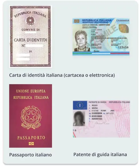 Immagine dei documenti di identità che si possono usare per ottenere lo SPID Personale
