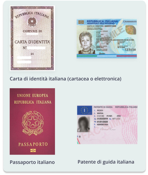 Immagine dei documenti di identità che si possono usare per ottenere lo SPID Personale