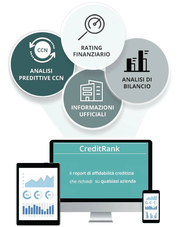 Infografica che mostra come credit rank analizza il rischio di credito